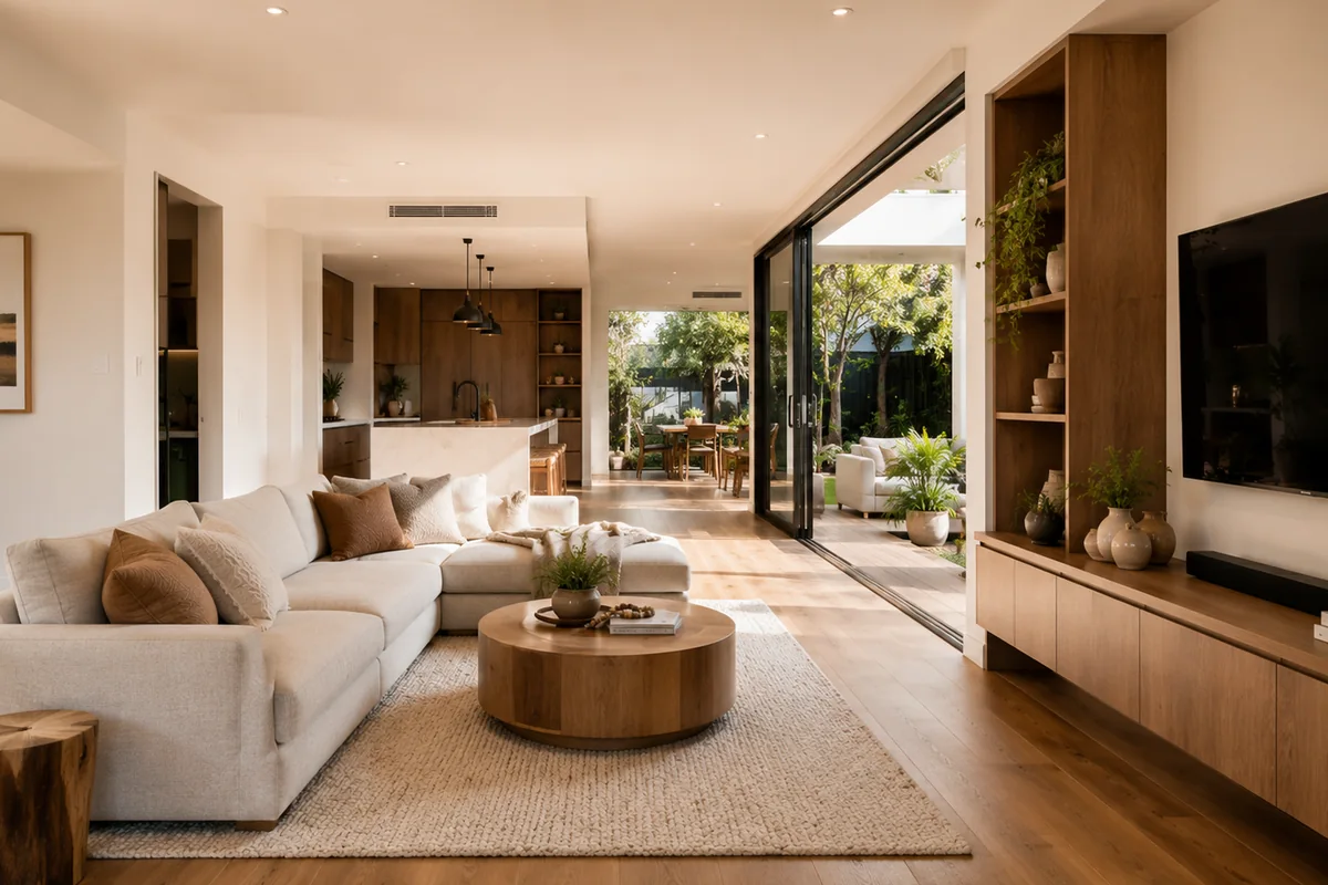 Modern residential living space representing home renovation planning