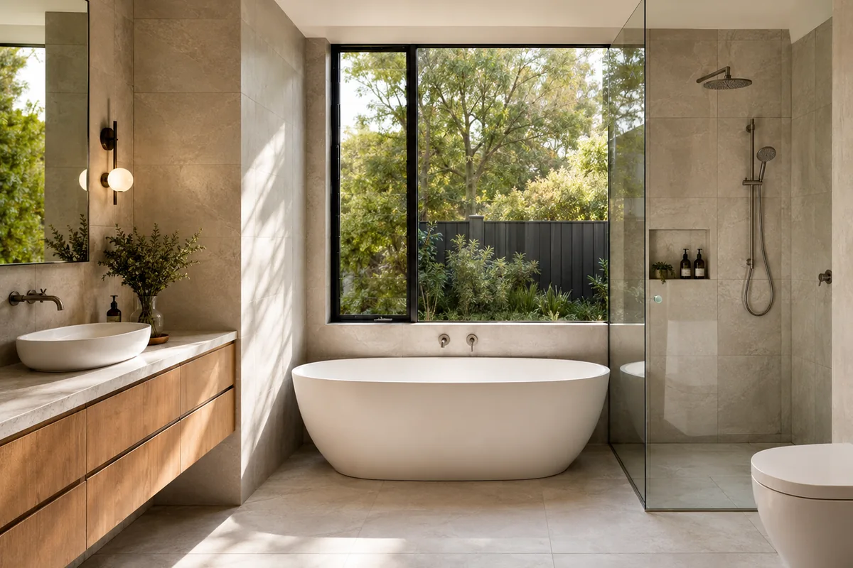 Modern bathroom interior representing bathroom renovation planning