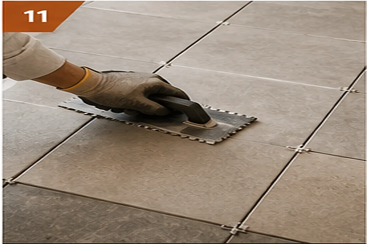 Residential floor tiling work